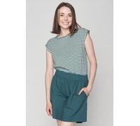 GREENBOMB Basic Timid - Lässiges Shirt aus LENZING TENCEL Mix / Fair & Vegan Grün (Sea Olive Stripes) XL