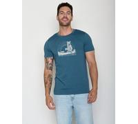 GREENBOMB Bear Canoe Guide - Sportliches T-Shirt aus Bio-Baumwolle / hochwertiger Print / GOTS / Fair & Vegan Blau (Gezeitenblau) S