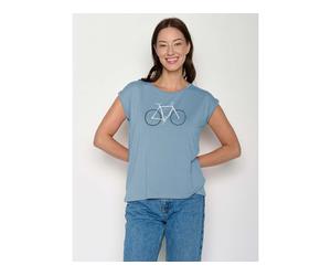 GREENBOMB Bio-Damen-T-Shirt 'Bike Handdrawn' mit angesch. Ärmeln, glacier blue, Gr. S