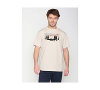GREENBOMB Bio-Herren-T-Shirt 'Mountain Pines' mit Rundhalsausschnitt, off white, Gr. L