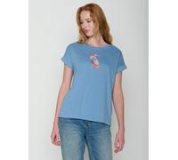GREENBOMB Bird Look Loony - Sportliches T-Shirt aus Bio-Baumwolle mit Rollup Sleeve / hochwertiger Print / GOTS / Fair & Vegan Blau (Gletscherblau) M