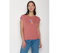GREENBOMB Bird Look Timid - Lässiges Shirt aus LENZING TENCEL Mix / hochwertiger Print / Fair & Vegan Rosa (Dark Rose) M