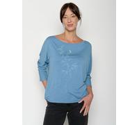 GREENBOMB Dickybird Simper - Gemütliches Longsleeve aus Viskose (LENZING ECOVERO) Mix / hochwertiger Print / Fair & Vegan Blau (Gletscherblau) XS