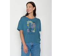 GREENBOMB Les Fleurs Feel - Lässiges T-Shirt aus Bio-Baumwoll-Mix / hochwertiger Print / GOTS / Fair & Vegan Blau (Wahres Blau) L