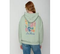 GREENBOMB Les Fleurs Mello - Lässiger Hoodie aus Bio-Baumwolle / hochwertiger Print / GOTS / Fair & Vegan Grün (Gedämpfte Minze) M