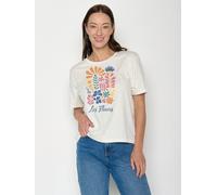 GREENBOMB Les Fleurs Nova - Kastiges T-Shirt aus Bio-Baumwolle / hochwertiger Print / GOTS / Fair & Vegan Weiß (Mondstein) L