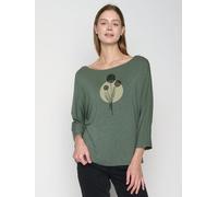 GREENBOMB Nature Allium Simper - Gemütliches Longsleeve aus Viskose (LENZING ECOVERO) Mix / hochwertiger Print / Fair & Vegan Grau (Moos Grey) L