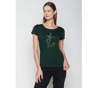 GREENBOMB Nature Bird Reed Loves - Lässiges T-Shirt aus Bio-Baumwolle / hochwertiger Print / GOTS / Fair & Vegan Grün (Dark Forest) S