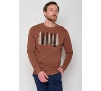 GREENBOMB Nature Wood Camp Wild - Gemütliches Sweatshirt aus Bio-Baumwolle / hochwertiger Print / GOTS / Fair & Vegan Braun (Wood Bark) XXL