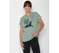 GREENBOMB Panther Leaves Loony - Sportliches T-Shirt aus Bio-Baumwolle mit Rollup Sleeve / hochwertiger Print / GOTS / Fair & Vegan Grün (Blassgrün) M