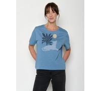GREENBOMB Panther Leaves Nova - Kastiges T-Shirt aus Bio-Baumwolle / hochwertiger Print / GOTS / Fair & Vegan Blau (Gletscherblau) L