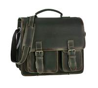Greenburry Aktentasche Leder Schultasche XL Lehrertasche Tasche New Buffalo grün Damen Herren Schule Uni Arbeit