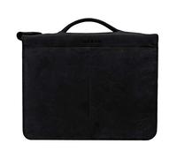 Greenburry Dokumentenmappe Leder - Schwarz Vintage Revival - Hochwertiges Rindsleder - Schreibmappe Leder - Konferenzmappe Leder - Ringbuch Leder