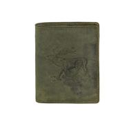 Greenburry Geldbörse Leder mit Hirsch "Vintage Hunting" 9x12cm Oliv