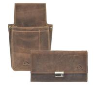 Greenburry Kellnerbörse Set Leder braun antik Kellnerset Holster Kellnertasche - Leder 1785-S1-25