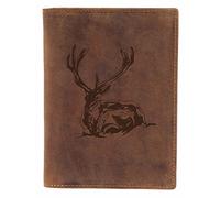 Greenburry Leder-Jagdscheinetui mit Hirsch-Motiv - Leder Jagdschein-Mappe - Ausweismappe - 16,5x12x1 cm