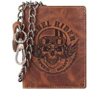 Greenburry Kettenbörse Leder braun Totenkopf Geldbörse REBEL RIDER 10x12cm