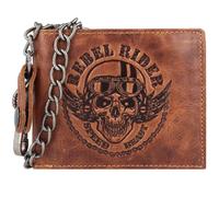 Greenburry Kettenbörse Leder braun Totenkopf Geldbörse REBEL RIDER 12x10cm