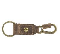 GreenBurry Schlüsselanhänger Leder 12x3cm mit Karabiner "Vintage" antikbraun