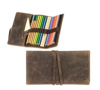 Greenburry Stiftetui Leder Wickel-Stiftetui Stiftrolle Stifttasche VINTAGE - braun 1647-25