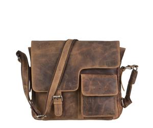 Greenburry Umhängetasche Leder braun Vintage Messenger Schultertasche Herren 36x31cm - braun Leder 1913M-25