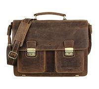 Greenburry Aktentasche Vintage, 1710-25, braun, mit Schnappverschluss, Laptopfach, Echt Leder