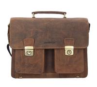Greenburry Aktentasche Vintage, 1710-25, braun, mit Schnappverschluss, Laptopfach, Echt Leder