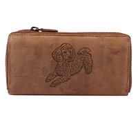 Greenburry Vintage Damen Ledergeldbörse Lederbörse mit Hunde Motiv Pudel
