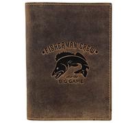 Greenburry Vintage Fisherman Crew Leder Ausweismappe Dokumentenmappe Angelschein Etui BV-328B-FC-PikePerch Zander, Farbe:Braun
