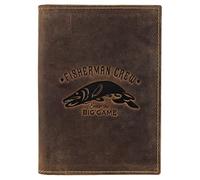 Greenburry Vintage Fisherman Crew Leder Ausweismappe Dokumentenmappe Angelschein Etui BV-328B-FC-Pike Hecht, Farbe:Braun