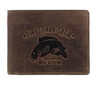 Greenburry Vintage Fisherman Crew Leder Geldbörse Portemonnaie Geldbeutel Portmonee BV-1705-FC-Carp Karpfen Fisch Angler, Farbe:Braun