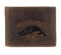 Greenburry Vintage Fisherman Crew Leder Geldbörse Portemonnaie Geldbeutel Portmonee BV-1796-FC-Pike Hecht Fisch Angler, Farbe:Braun