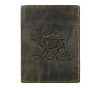 Greenburry Geldbörse Leder Vintage 1701-Stag Hirschmotiv Hochformat Grün