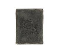 Greenburry Geldbörse Leder Vintage 1701-Stag Hirschmotiv Hochformat Grün