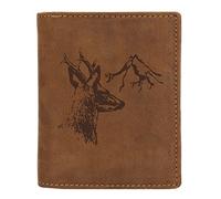 Greenburry Vintage Geldbörse Leder-Portmonee mit „REH, in den Bergen“-Motiv - 12x10x3 cm