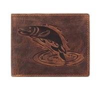 Greenburry Vintage Geldbörse mit Fisch-Prägung Leder 12 cm braun