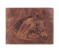 Greenburry Leder Geldbörse Vintage 1705-Horse-25 – Pferdemotiv, braun, Querformat, 12 cm – Herren