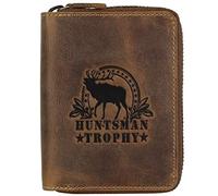Greenburry Vintage Huntsman Trophy RFID Leder Reißverschluss Geldbörse Portemonnaie Geldbeutel BV-821A-HT-Stag, Farbe:Braun