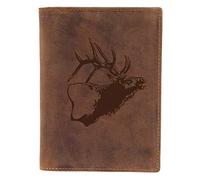 Greenburry Vintage Jagdscheinmappe mit Hirsch Motiv - 100% Leder Ausweismappe - 16,5x1,5x12cm