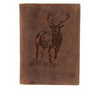 Greenburry Vintage Leder Ausweismappe Jagdscheinmappe Ledermappe für Jäger Braun - 16,5x12x1 cm