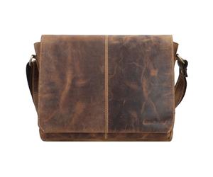 Greenburry Vintage Messenger Umhängetasche Leder 33 cm brown Herren