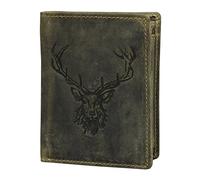 Greenburry Vintage Geldbörse Hirsch Leder 9,5 cm oliv (1701-RS-30)