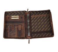 Greenburry Schreibmappe Vintage 1788-25, A4, braun, Echt Leder, mit Reißverschluss