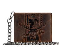 Greenburry Geldbörse Vintage Skull SK-1796-25 Leder Biker mit Kette Braun
