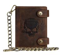 GREENBURRY Vintage Wallet With Chain Brown Skull