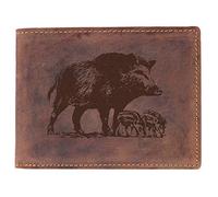 Greenbury Vintage Geldbeutel mit Wildschwein Motiv I Geldbörse mit Wildsau Motiv I Herren-Brieftasche I Die Geschenkidee für Jäger