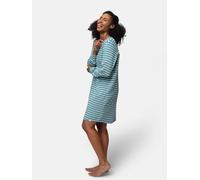 greenjama Damen Sleepshirt Ringel, GOTS-zertifiziert Topaz (Petrol) 40