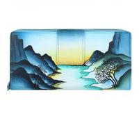 Greenland Nature Art+Craft Geldbörse RFID Leder 20 cm handbemalt (8330) blau