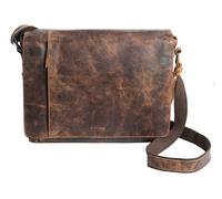 Messenger Bag GREENLAND NATURE Gr. B/H/T: 40 cm x 36 cm x 12 cm, braun (dunkelbraun) Damen Taschen Handtaschen mit praktischer Einteilung (94383039-0)