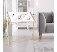 Greensen Kreuzstich Ständer, Holzrahmen Stickständer Modern Kreuzstich Rahmen Seidenmalerei Rahmen Stickrahmen Holz Einstellbar Stickerei Ständer 80 x 52 x 79 cm